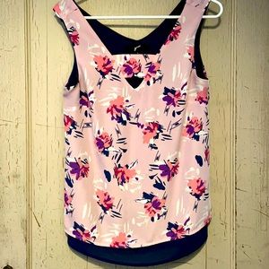 Pink Floral Sleeveless Blouse Size S